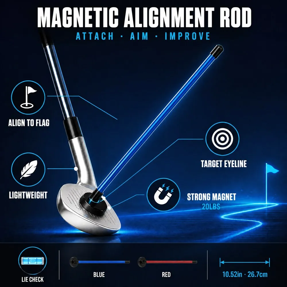 Golf Magnetic Direction Alignment Rods Stick Indicator Golf Swing Training Aids Golf Club Calibration Auxiliary Practice