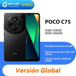 Version globale POCO C75 Smartphone Helio G81 - Ecran ultra immersif de 6,88 pouces Batterie massive de 5160 mAh (typ) Double appareil photo transparent de 50 mégapixels