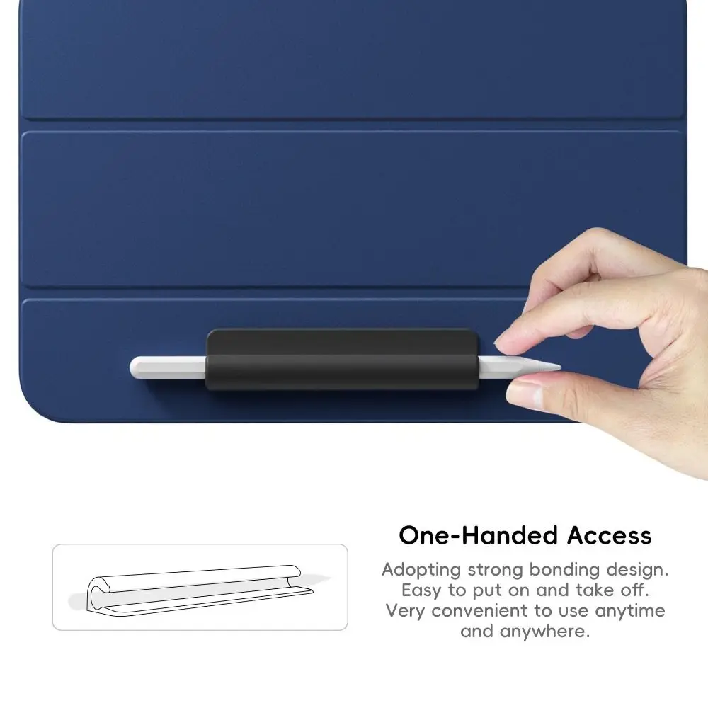 Silicone Pencil Holder Anti-loss Self-Adhesive Tablet Stylus Pencil Case Solid Color Flexible for Pencil 1st/2nd Generation