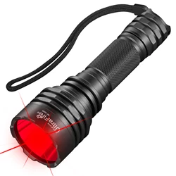 UltraFire WF-509R Torcia elettrica a luce rossa Torcia elettrica tattica ricaricabile portatile per Coyote Hog 10W LED per visione notturna Torcia elettrica da caccia all'aperto