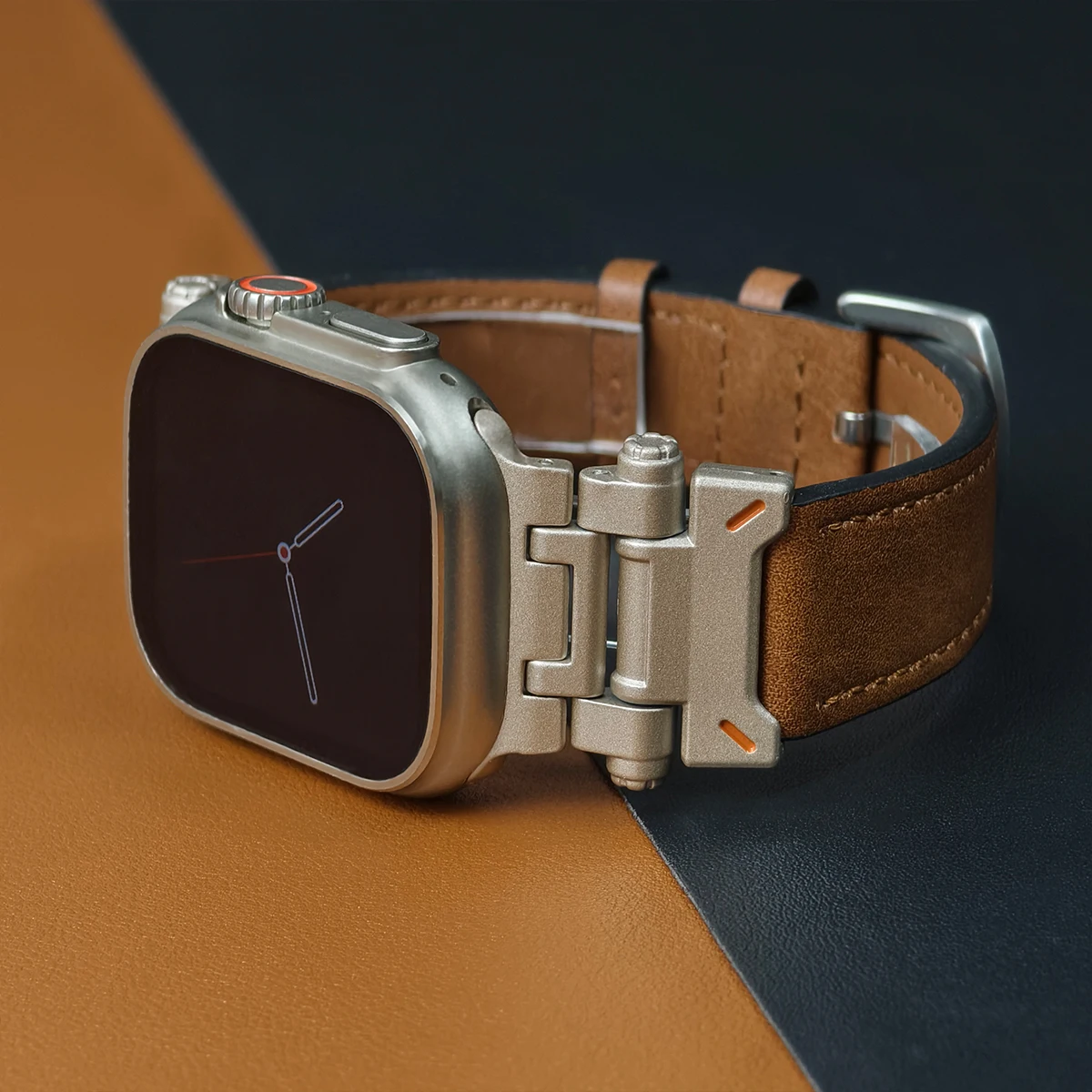 Роскошный кожаный ремешок для Apple Watch Ultra2 49 мм, мужской ремешок для часов, браслет Correa для IWatch 10 9 7 8 6 5 4 Se 3 46 45 44 42 мм