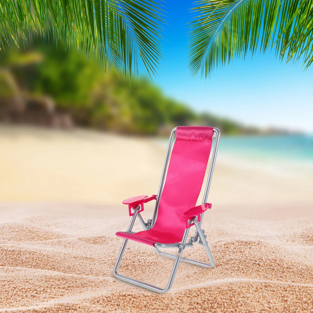 

2 Pcs Accessories Pink Beach Chair Ornaments Seaside Plastic Dollhouse Mini Furniture Decoration