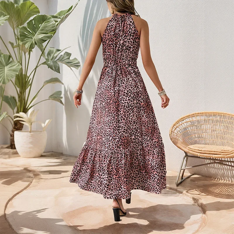 Robe imprimée léopard, nouvelle collection 2021, robes élégantes, décontractées, vacances, sans manches, motif papillon, style Boho, vêtements pour femmes m
