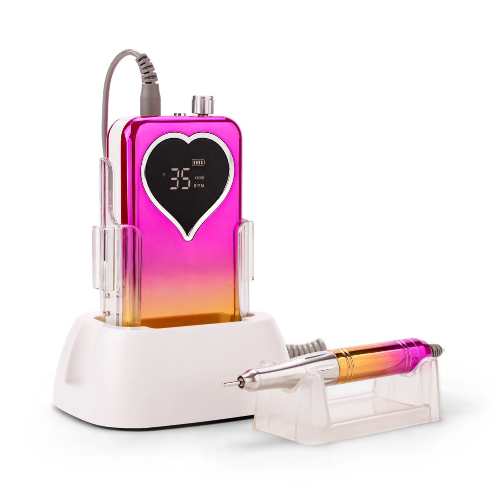 35000 U/min Akku-Nagelbohrmaschine, tragbarer Desktop, wiederaufladbar, elektrische Nagelpolierer, Feile für Maniküre, Herz-Design