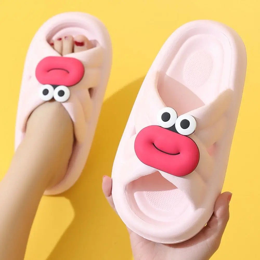 Proste, miękkie kapcie na platformie, zabawne antypoślizgowe kapcie z ustami, damskie buty, codzienne klapki, sandały do łazienki.