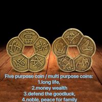 Chinese Feng Shui Lucky Coins Old Ancient Long Life Wealth Guarantee Copper Coin Enhancement Collection Gift Home Decor Ornament