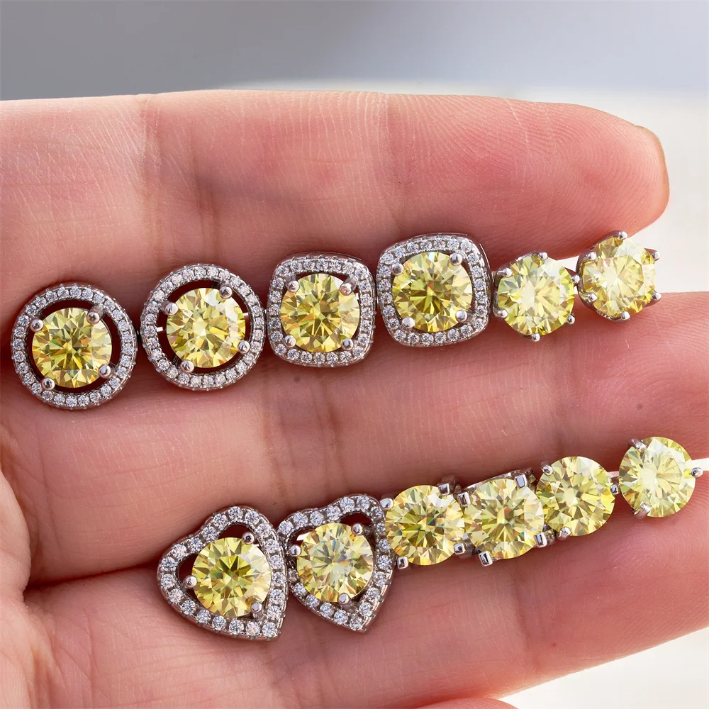 

925 Sterling Silver 1 Carat Moissanite Round Earrings Engagement Wedding Daily Work Party Travel Luxurious Gift For Women