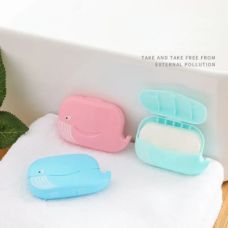 Cute Whale Mini Paper Soap Washing Hands Bath Clean Scented Slice Sheets Disposable Soap Paper Travel Soap Papers Body Cleansers