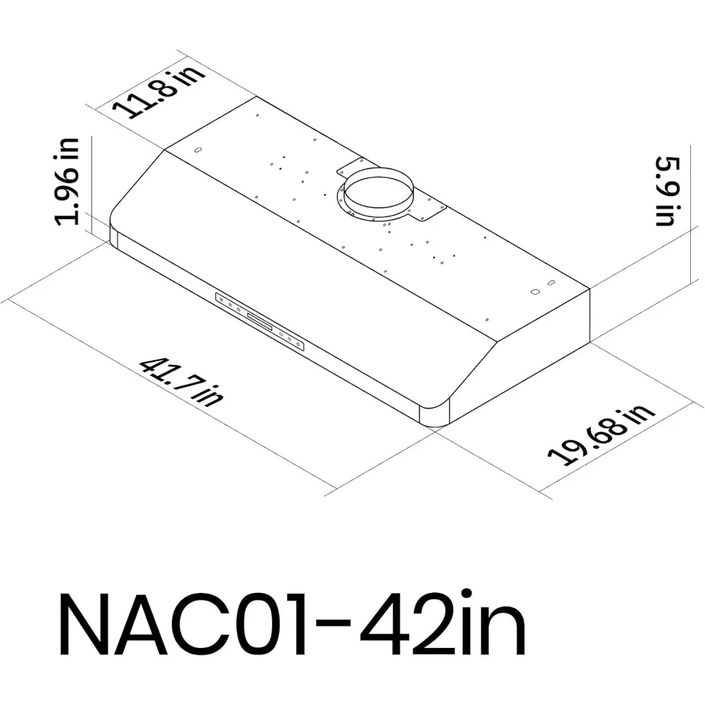 De aço inoxidável sob a capa da escala do armário, ventilação da chaminé, controle do tela táctil, 4 velocidades, 900 CFM, 42 dentro