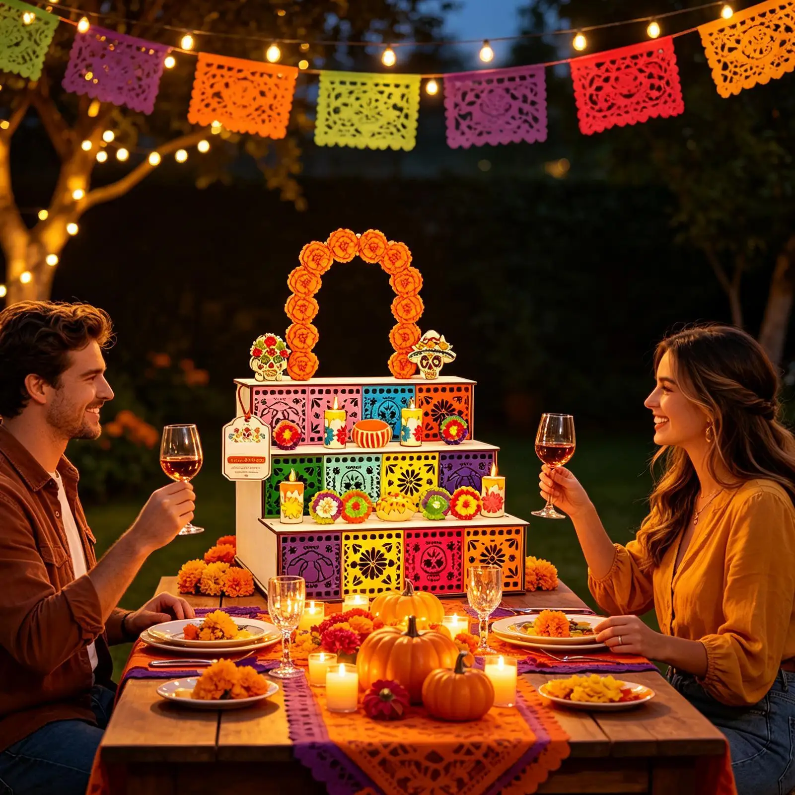 Day of the Dead Altar Kit Wooden 3-Tier Seasonal Decoration Day of the Dead Decorations for Buddhists Practitioners Wiccans