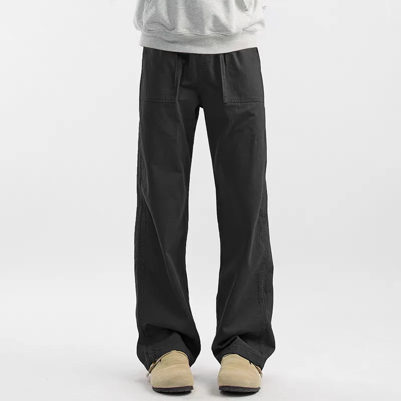 Maillard Straight Casual Pants Men's 2026 Spring Tooling Wide-leg Pants Casual Fashion