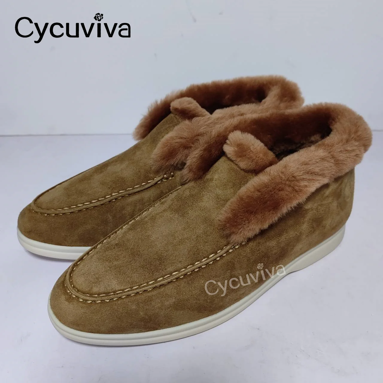 2024 Real Wool Fur Snow Boots For Women Kid Suede High Top Open Walk Winter Warm Shoes Furry Ankle Boots Outdoor Bottes Femmes