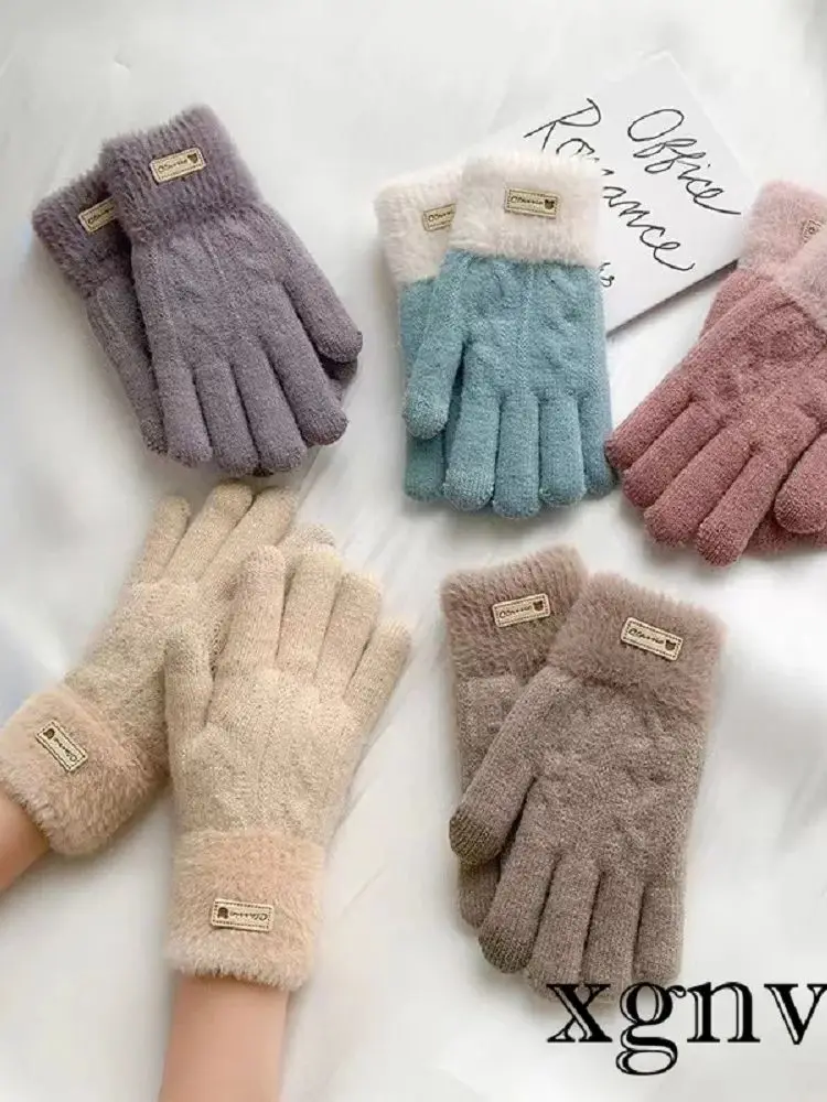 AliExpress ZOCI Korean knitted wool gloves women's winter plus fleece thickened cycling warm touch screen double