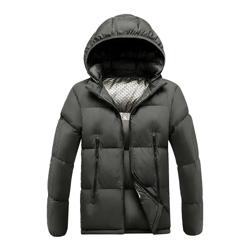 

Men Coat Winter Fashion Simple Solid Color Windproof Male Down Jacket Stand Collar Detachable Hooded Long Sleeve Man Outerwear