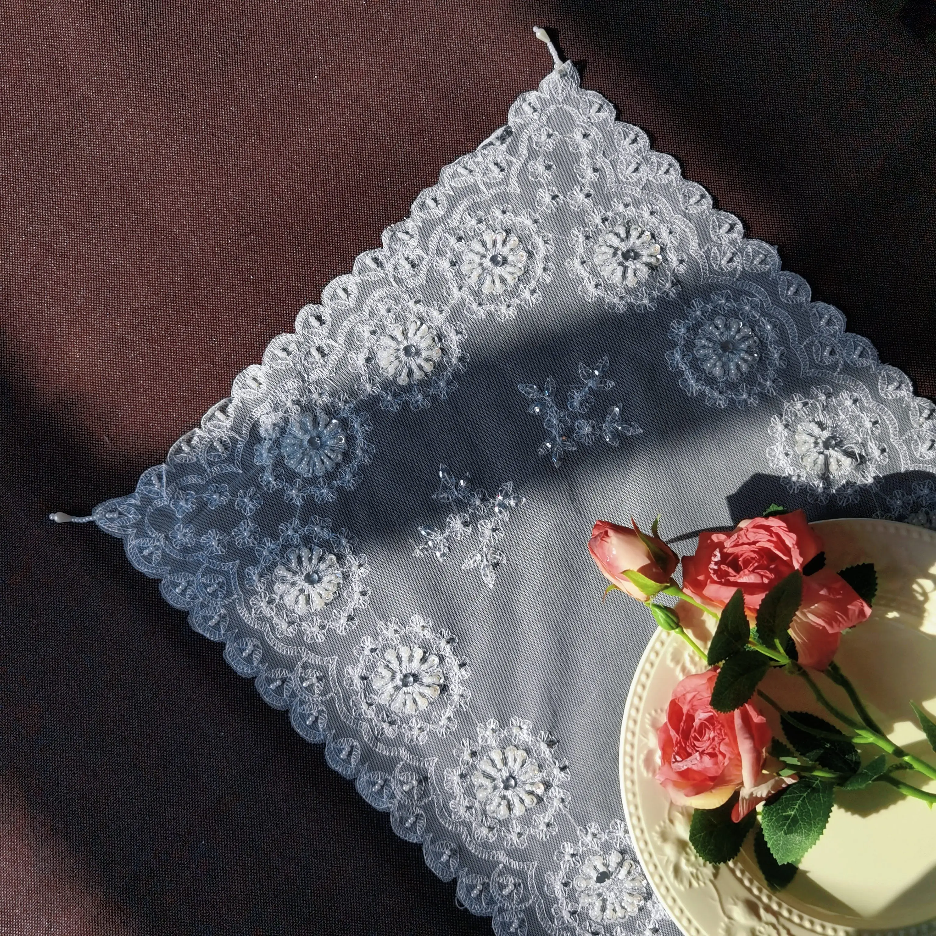Tulle Table Runner White Lace Tablecloth Rectangular Table Mat Piano Cover Living Room Decor Wedding Table Decoration Supplies