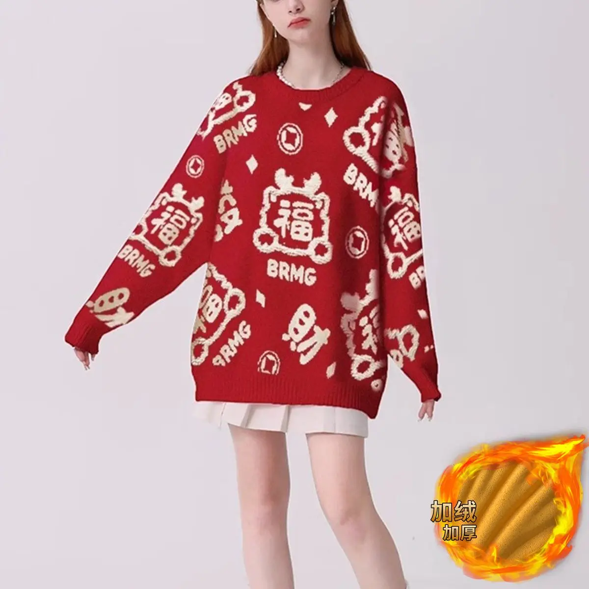 Autumn Winter Thin Knitwear Fashion Ladies Printing Tops Women's Clothing Loose Pullovers Long Sleeve Interior Lapping Sweaters