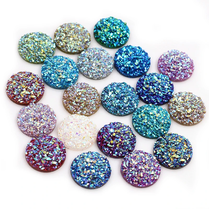 Nowa moda 40 sztuk 8/10/12mm Mix kolorów AB FlatBack Druzy żywica Cabochons dla bransoletka kolczyki DIY tworzenia biżuterii akcesoria — zdjęcie 4