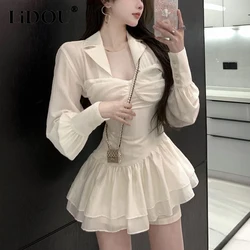 Spring Autumn Square Collar Sexy Folds Mini Dress Women Long Sleeve Slim Nightclub Fashion Robe Ladies Vestidos Female Clothes