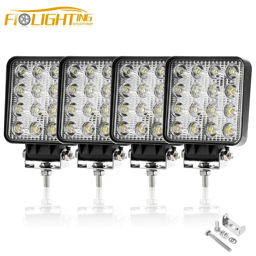 

FILighting Led Light Bar 48W Led Bar Waterproof Square Spotlight Off Road LED Work Light 12V 24V For Car Truck 4X4 4WD Car SUV