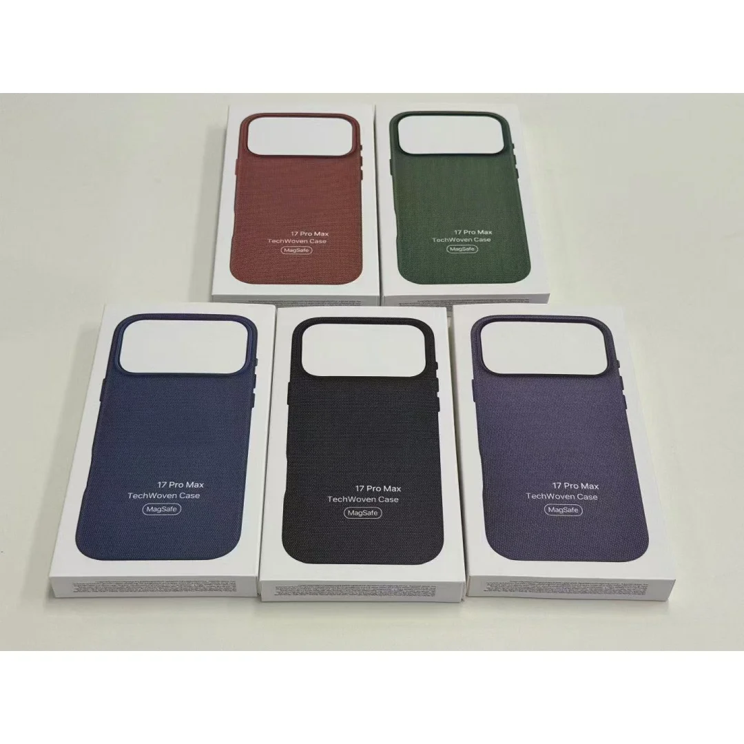 OP Hoge kwaliteit originele MagSafe Techwoven hoesje voor iPhone 17 Pro Max Magnetische draadloze oplaadbeschermhoes met pakketdoos
