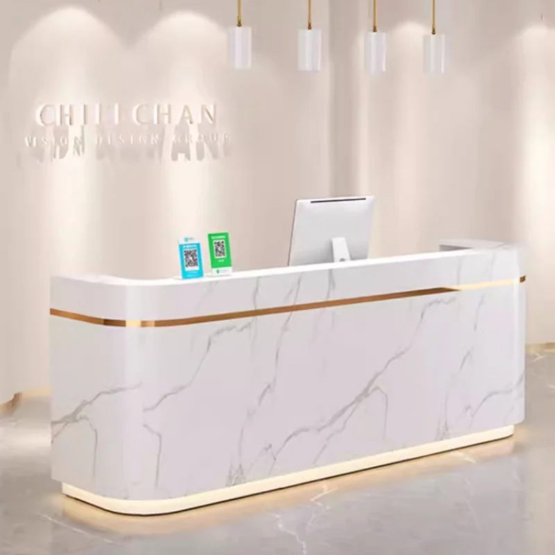 Modern Small Marble Metal Cash Register Beauty Salon Bar Reception Desk Custom Color Front Desk