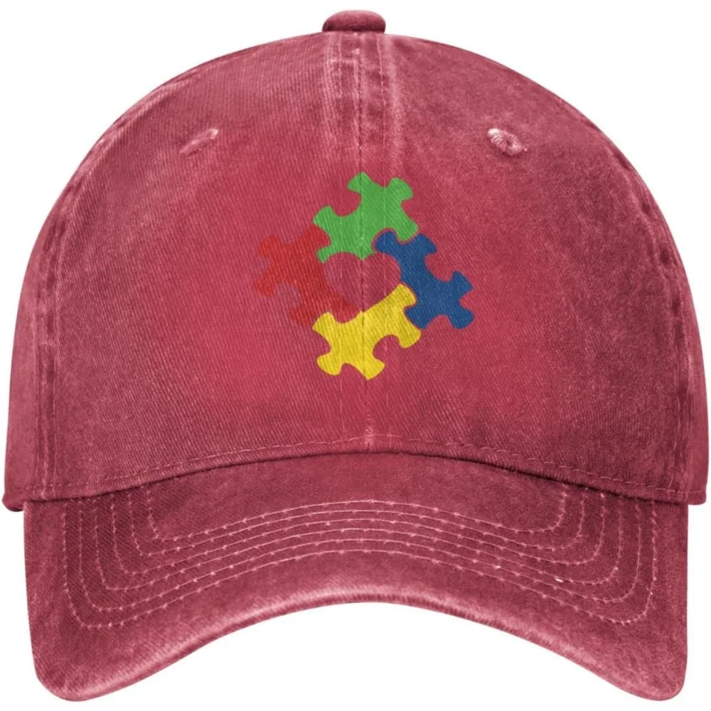 Autism Heart Puzzle Autism Awareness Cowboy Baseball Hat Men Women Classic Adjustable Outdoor Baseball Cap Black