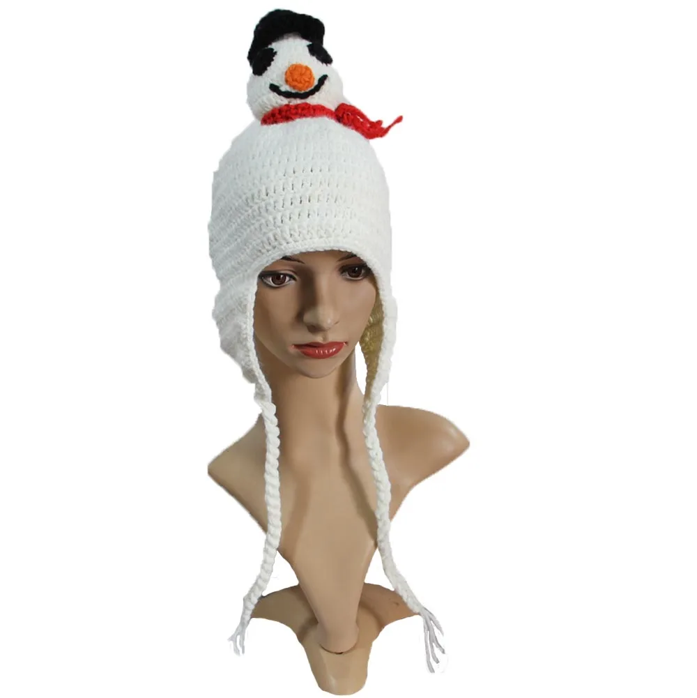 Crochet Handmade Lovely Snowman Knitted Beanie Cute Winter Hat