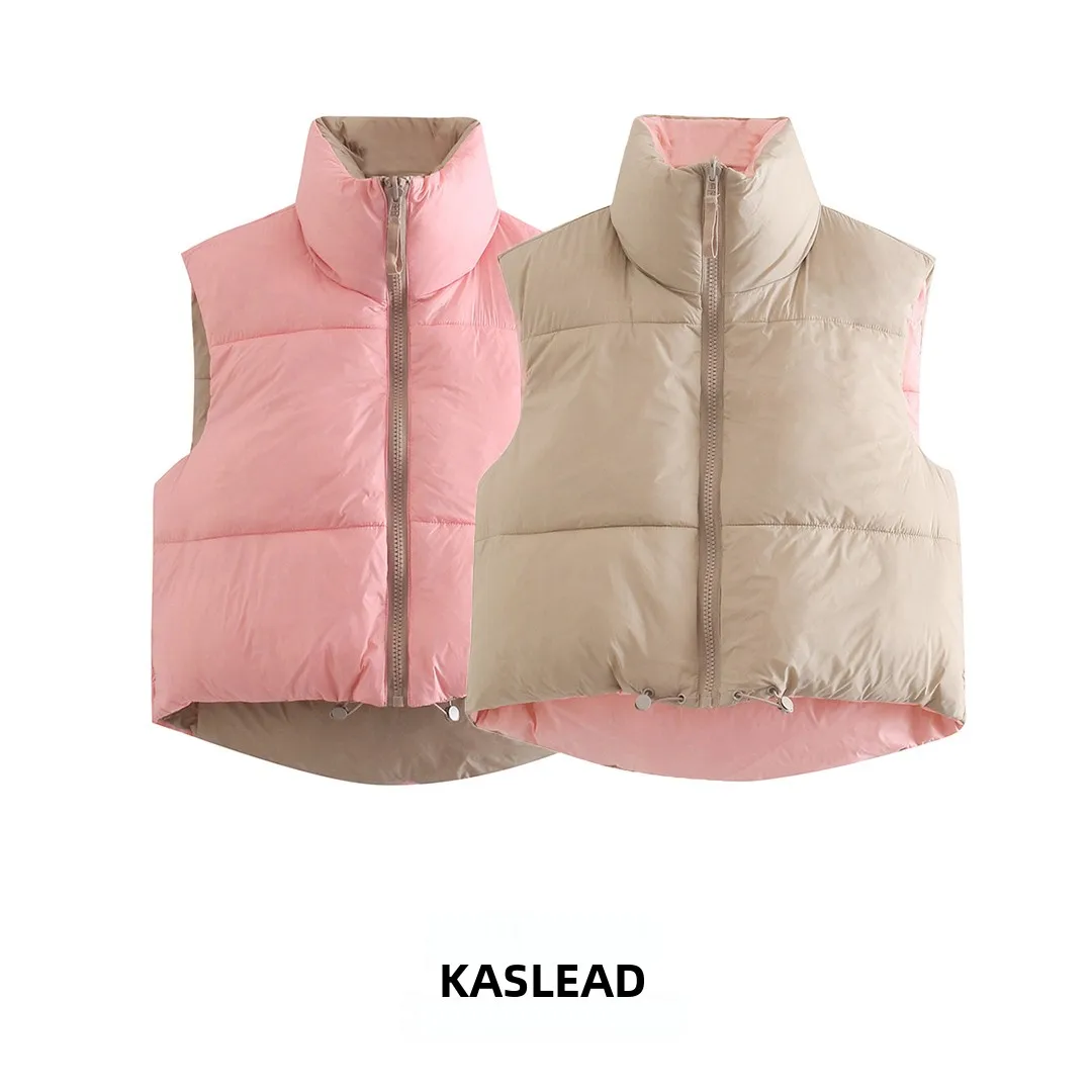 

Faionable Double-Sided Cotton Zipper Decorated Vest Top Street Sle Regular Length Pure Color Women's Faion KASLEAD New ...