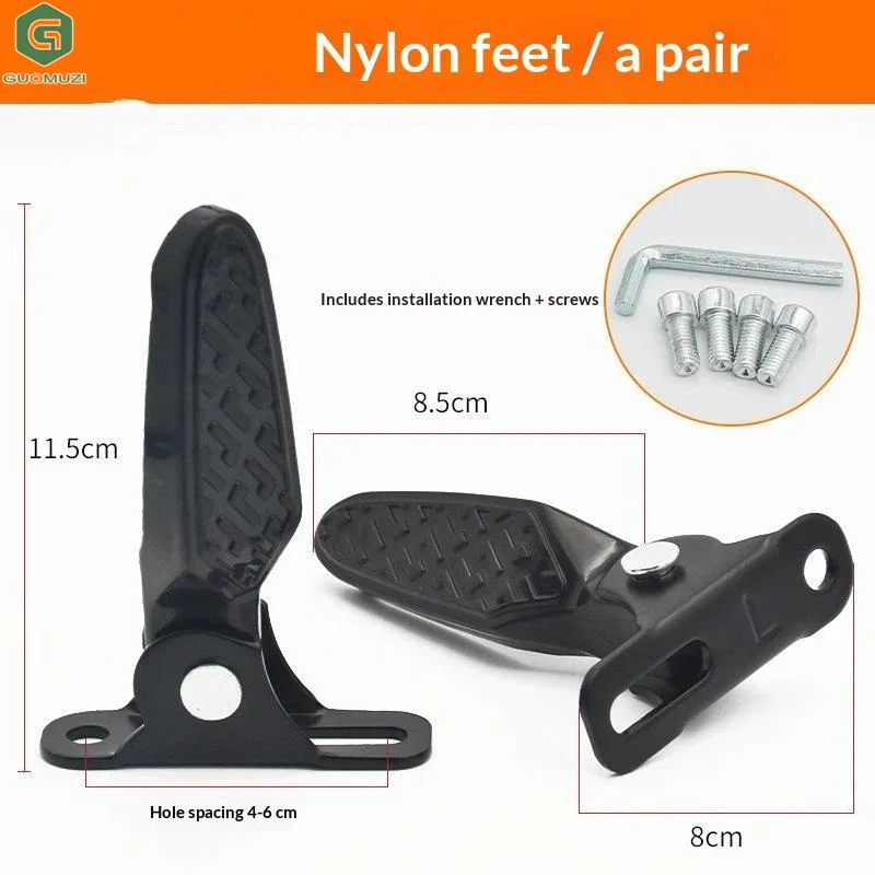 Durable  2 Pcs Electric Scooter Foot Pegs Foldable Non Slip Easy Install For Rear Passenger Use With Installation Accessories