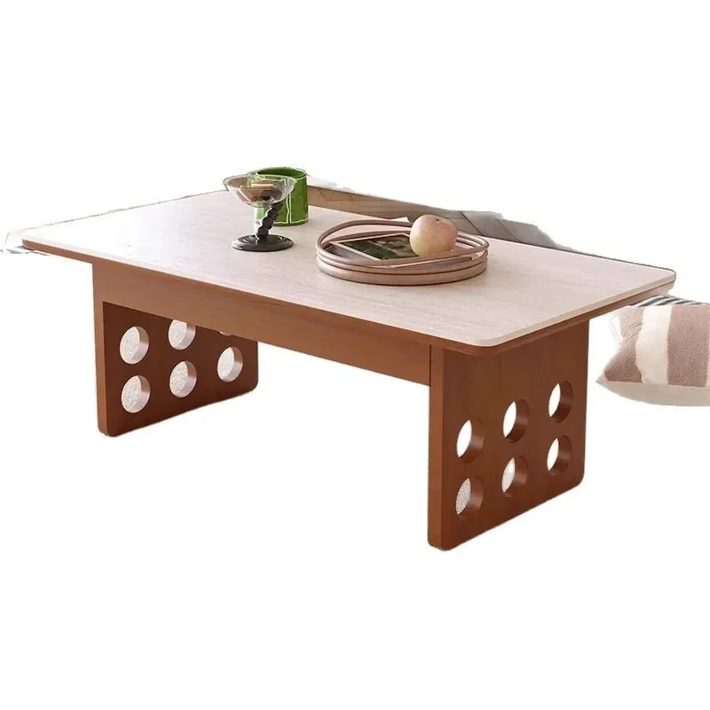 Medieval wind cave stone slate solid wood living room home small apartment retro rectangular tea table
