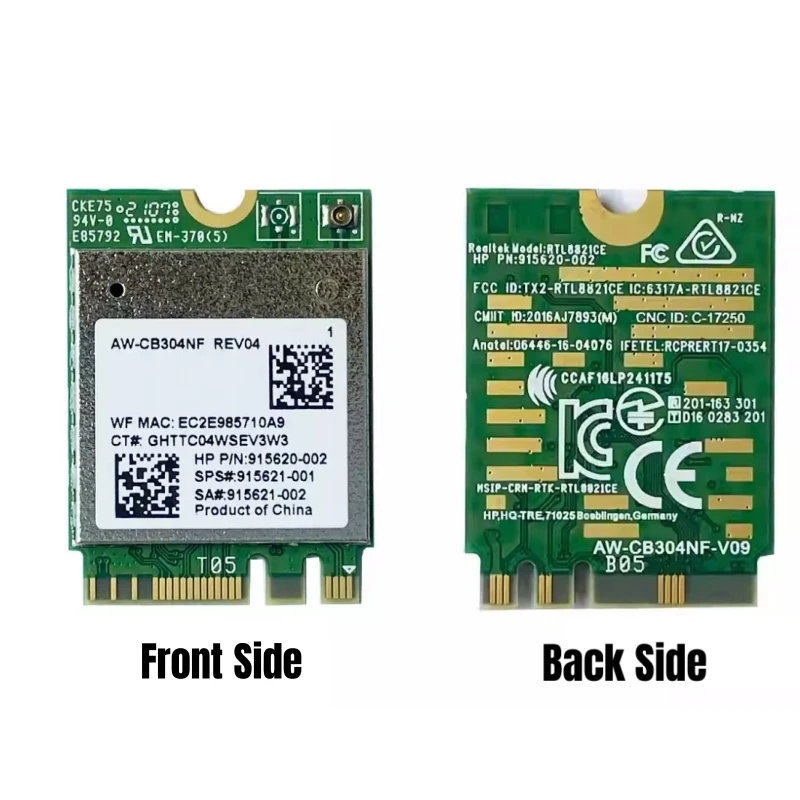 بطاقة شبكة لاسلكية مع نطاق مزدوج ، G ، 5GHz ، بلوتوث ، NGFF ، M.2 ، IPX4 ، 1 ميناء ، ، ، Mbps ، RTL8821CE