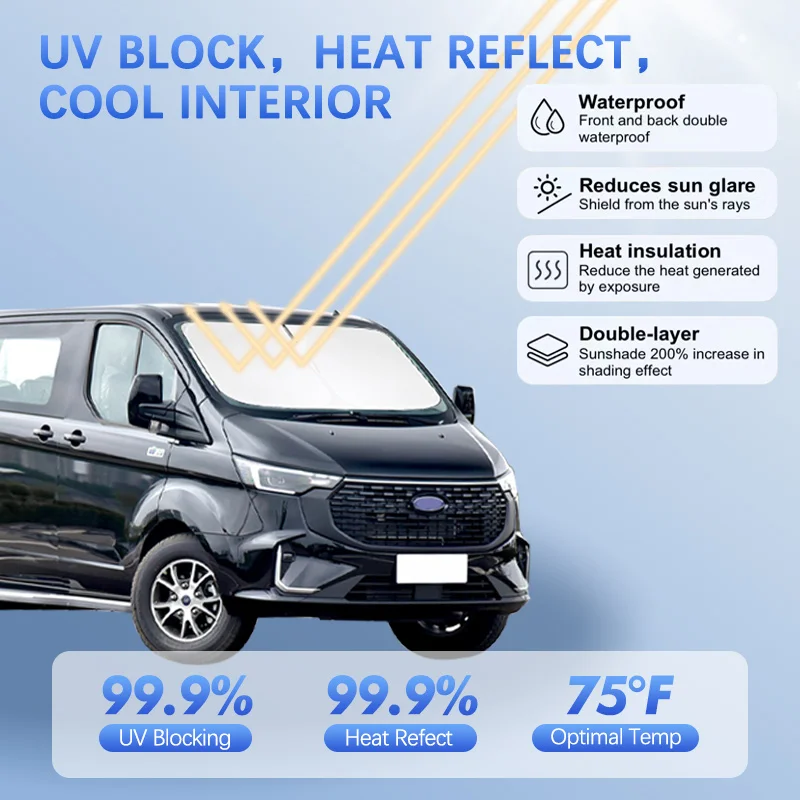 

For Ford Transit MK7 MK8 Car Windshield Sun Shade Sunshade Sun Visor Protector Blocks UV Rays Summer Car Accessories