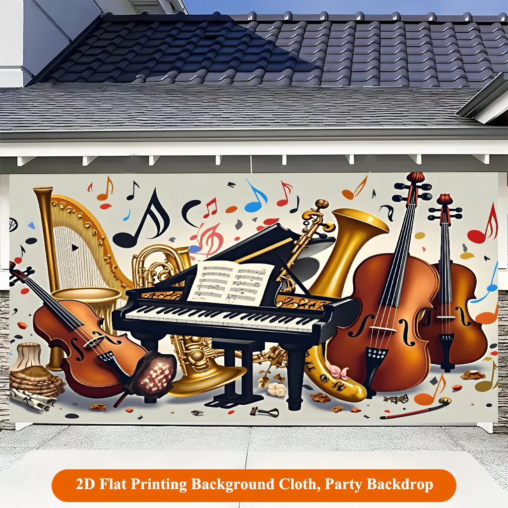Classical Music Instruments Tapestry 2D Flat Wall Hanging Piano Violin Note Decor for Studio Living  Orchestra Art Fabric Poster
