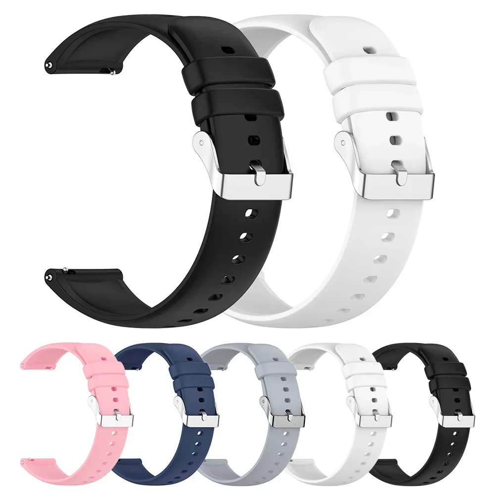 16mm 18mm 20mm 22mm Smart Watch Bands, Replacement Adjustable Straps for Samsung Galaxy Silicone Strap Wristband Accessory