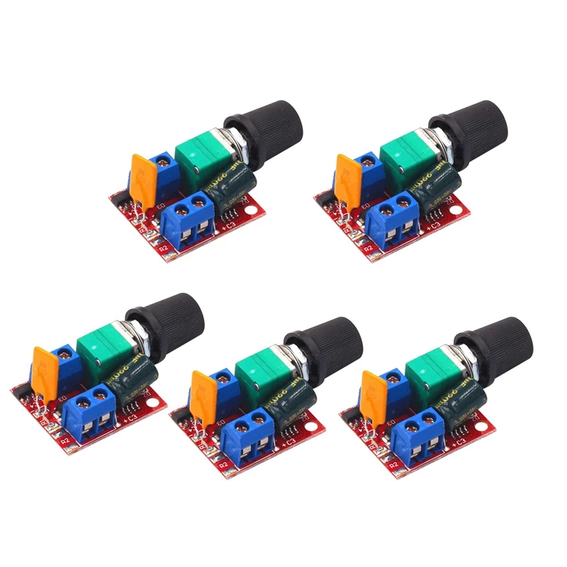 5Pc Mini Motore DC PWM Regolatore di Velocità 3V-35V Interruttore di Controllo della Velocità LED Dimmer 5A Modulo Scheda 90W Ad Alta Velocità FAI DA TE