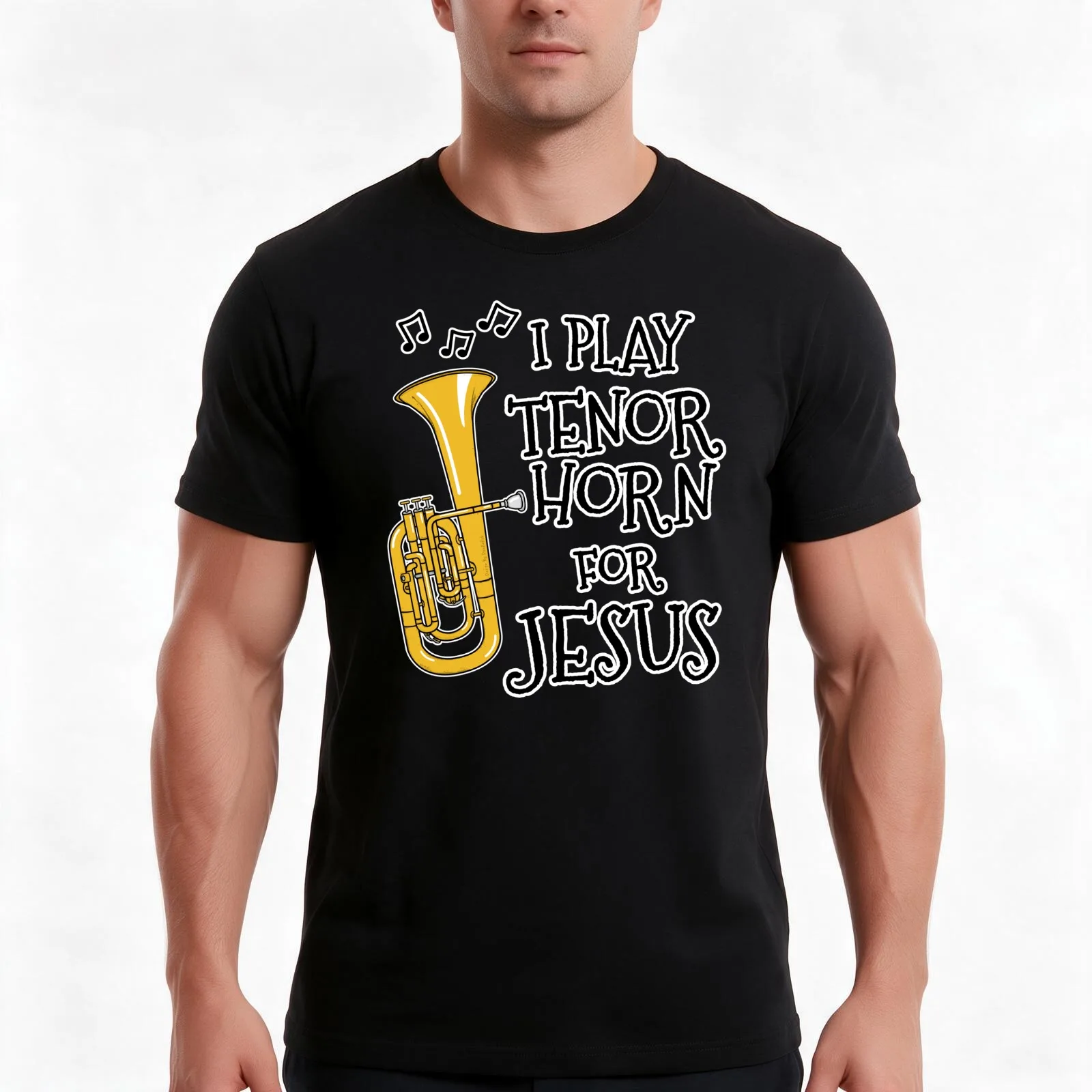 I Play Tenor Horn For Jesus Church Musician T-Shirt Summer Casual Cotton Tee Oversized Streetwear Tops Vintage Graphic Print