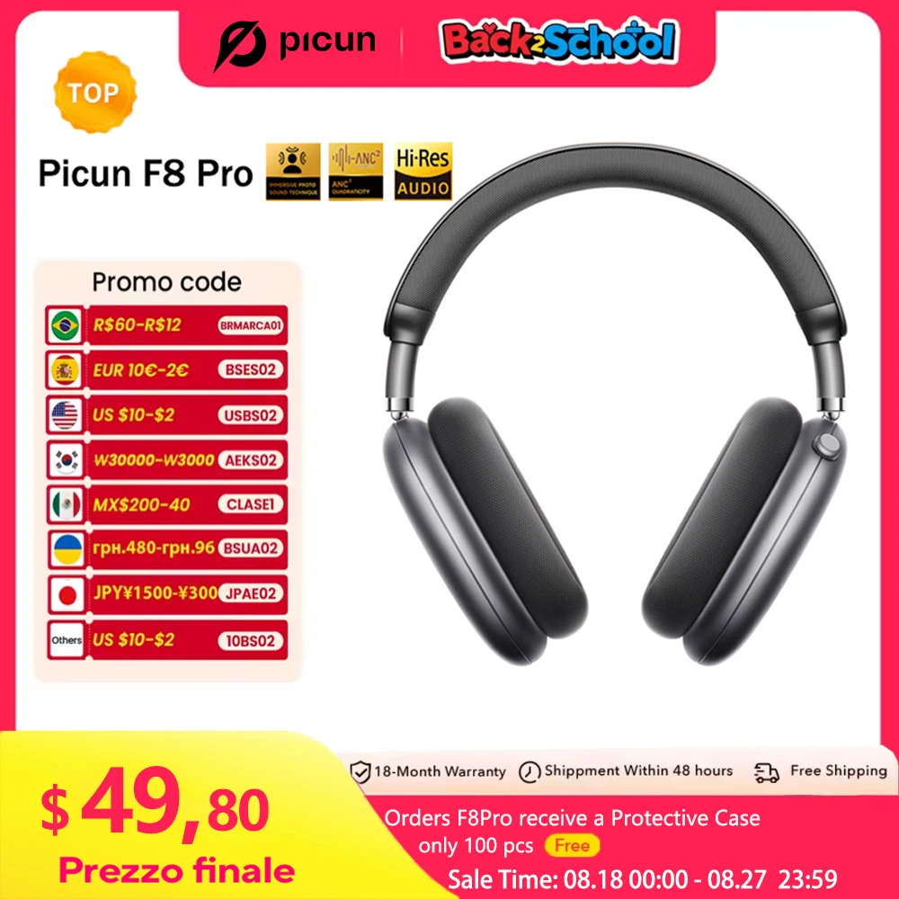 Picun F8 Pro ANC Беспроводные наушники с отслеживанием головы