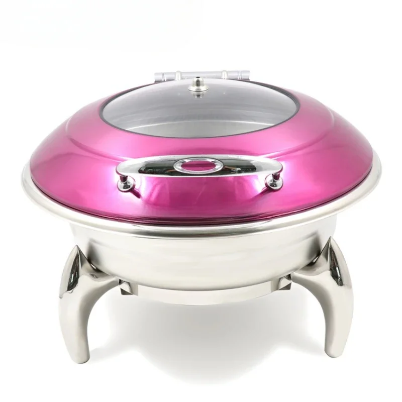 catering kitchen equipment 201 stainless steel round purple chafing dish electric