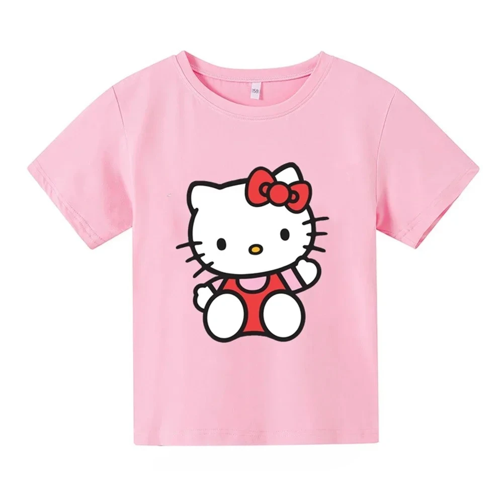 2024 Children's Fashion Hello Kitty Kawaii Girls' Clothing Summer Boys' Clothing Children's T-shirts Preschool Casual T-shirts