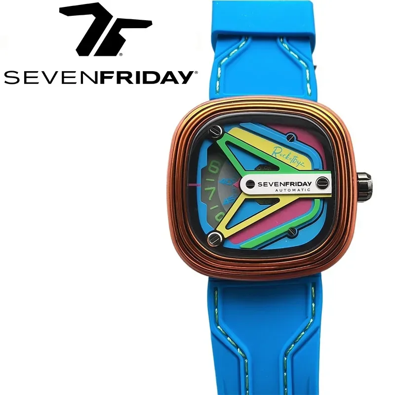 Sevebfriday-Fully Automatic Mechanical Watch for Men, M3 Series, Waterproof, Luxury Brand, Fashion, M3 Series Rubber strap