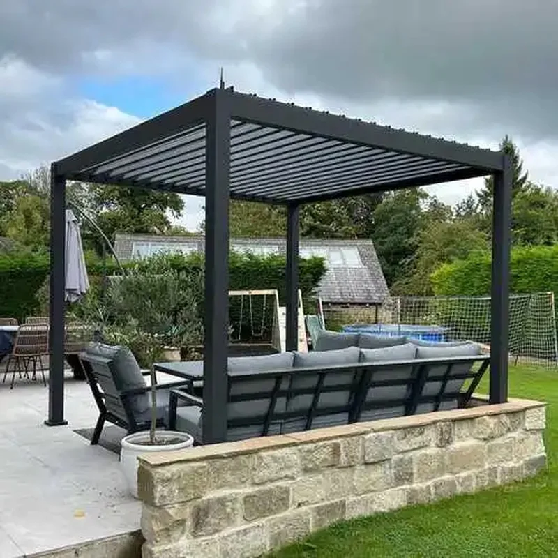 Pergola Patio Balcony 8x10 Gazebo Metal Roof Best Waterproof Design Aluminum Structure All Weather Retractable LED