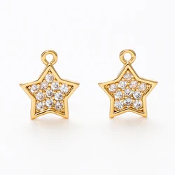 2/6pcs 18K Gold Color Plated Pentagram Star Charms Tail Chain Charms Handmade Earrings Bracelet Necklace DIY Jewelry Accessories