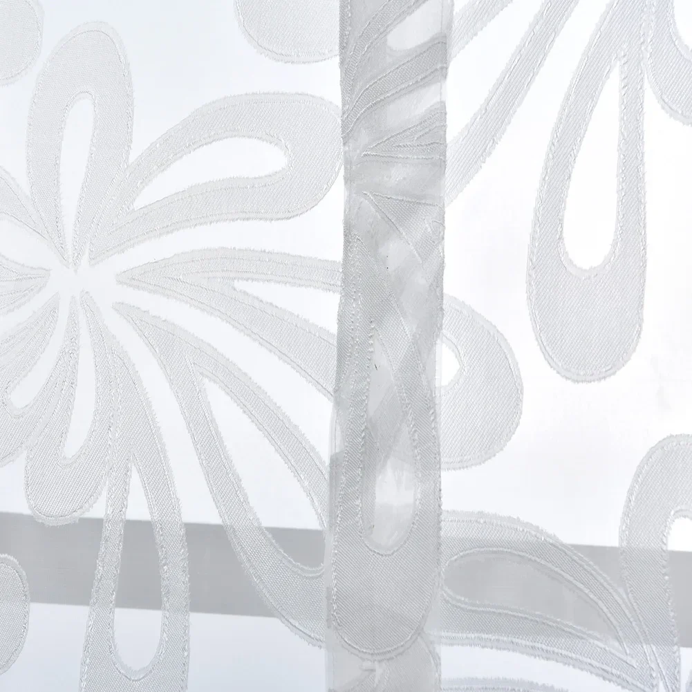 Kitchen short curtains jacquard roman blinds floral white sheer panel blue tulle window treatment  door curtains home decor