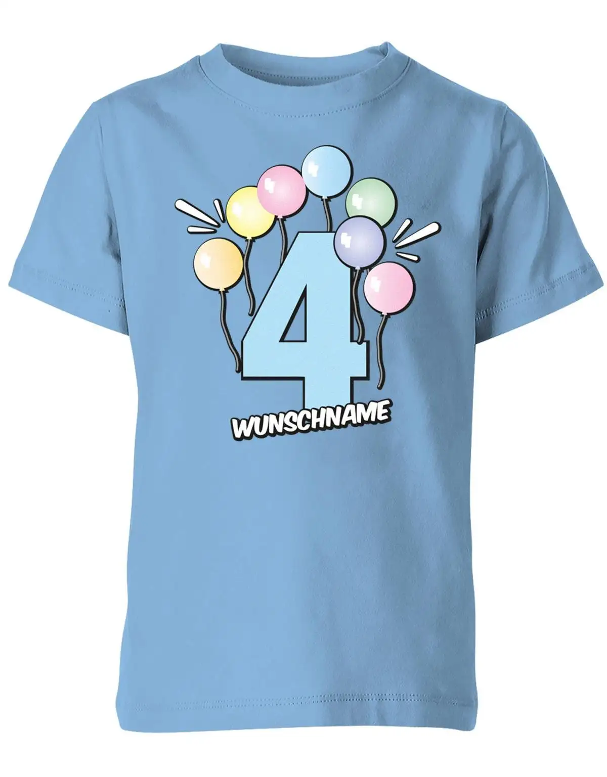 Geburtstagsshirt 4 Pastell Luftballons Personalisiert Mit Name Für Junge Und Mädchen