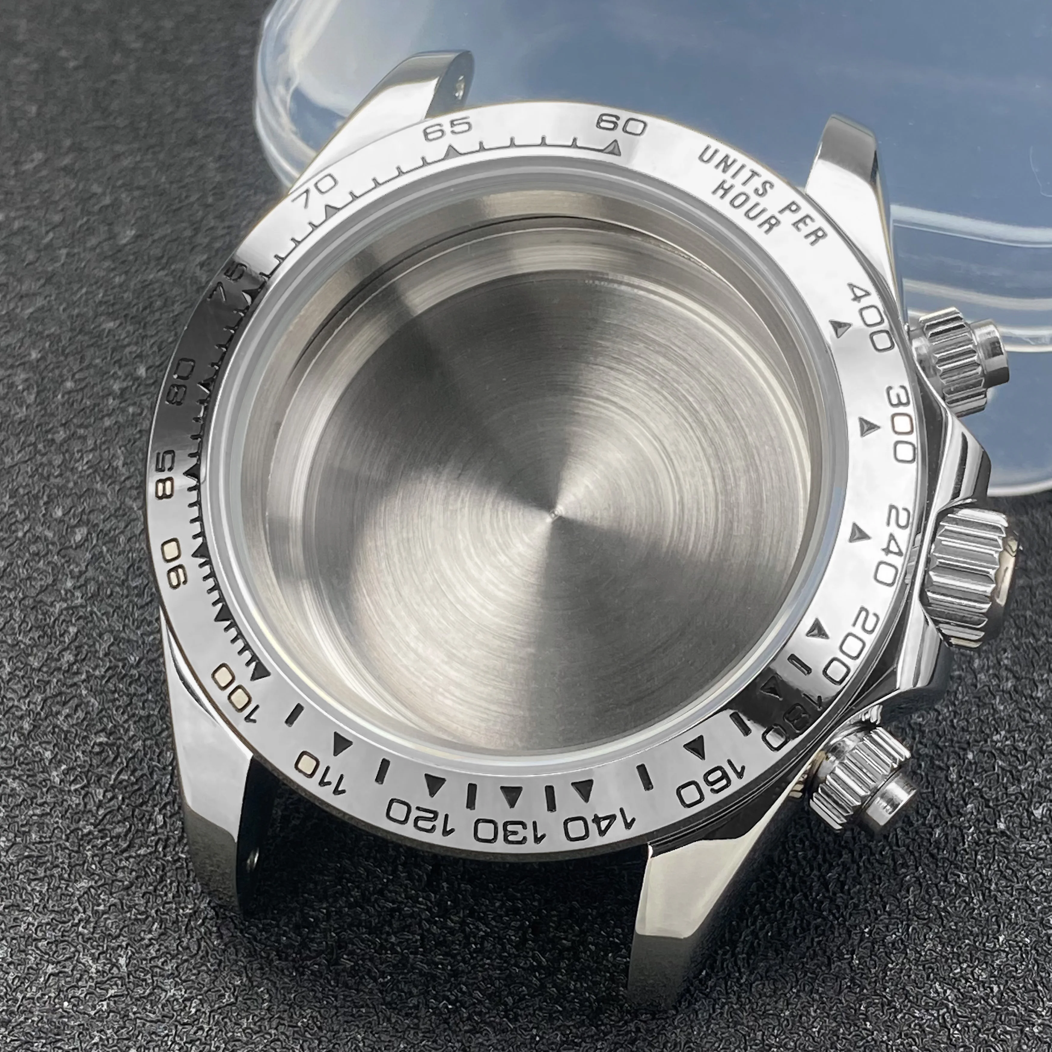 

High Quality VK63 case 39mm Sliver Stainless Steel Sapphire Crystal for Seiko mod replacement VK63 Quartz movement Watch case