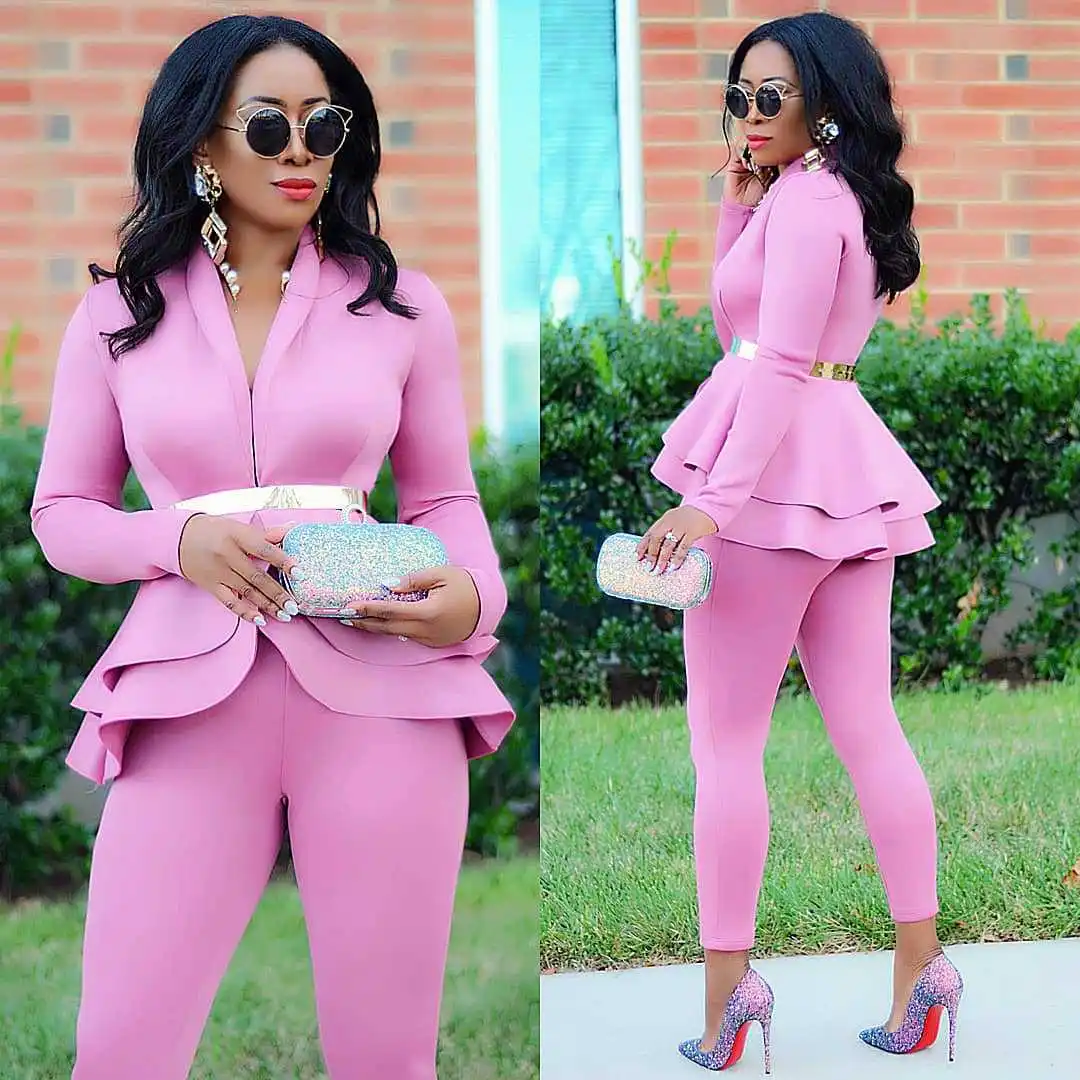 Women Winter Women\'s Set Tracksuit Full Sleeve Ruffles Blazers Pencil Pants Suit Two Piece Set Office Lady Outfits Uniform