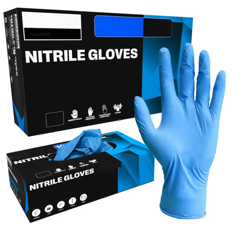 20/50/100PCS Blue Nitrile Gloves Disposable Non-Sterile Industrial Safety Work Gloves for Beauty Tattoo Kitchen Cleaning Gloves
