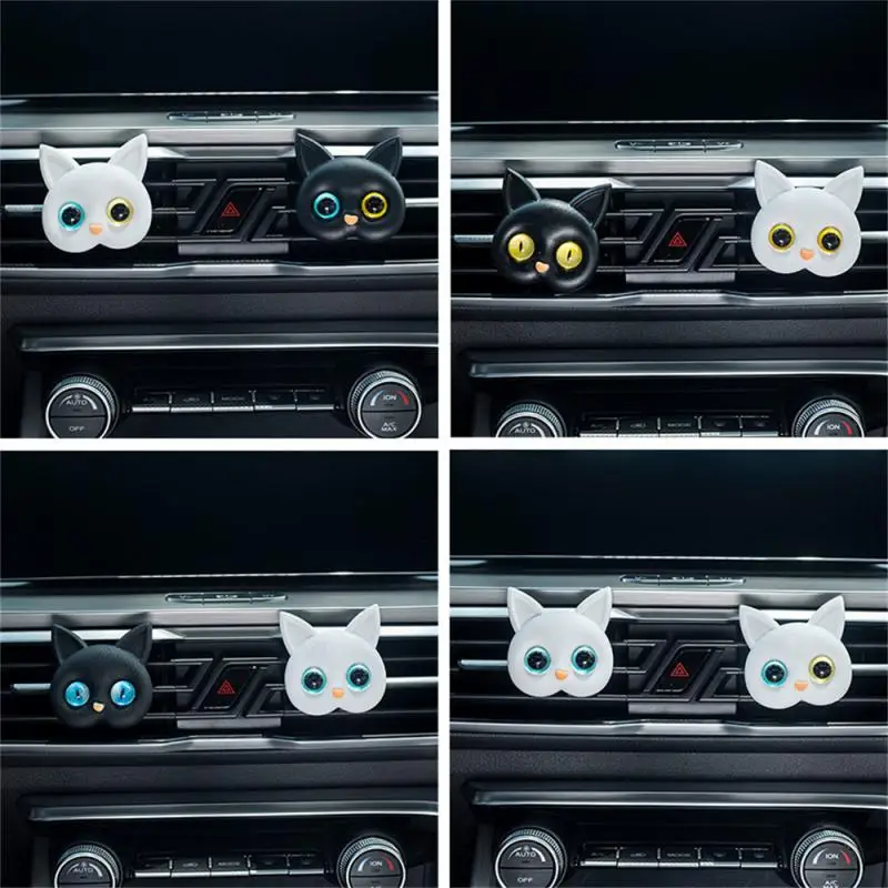 Car Air Outlet Perfume Creative Three-dimensional Bright Eye Cat Cute Two-color Pupil Kitten Car Interior Fragrance Accessories