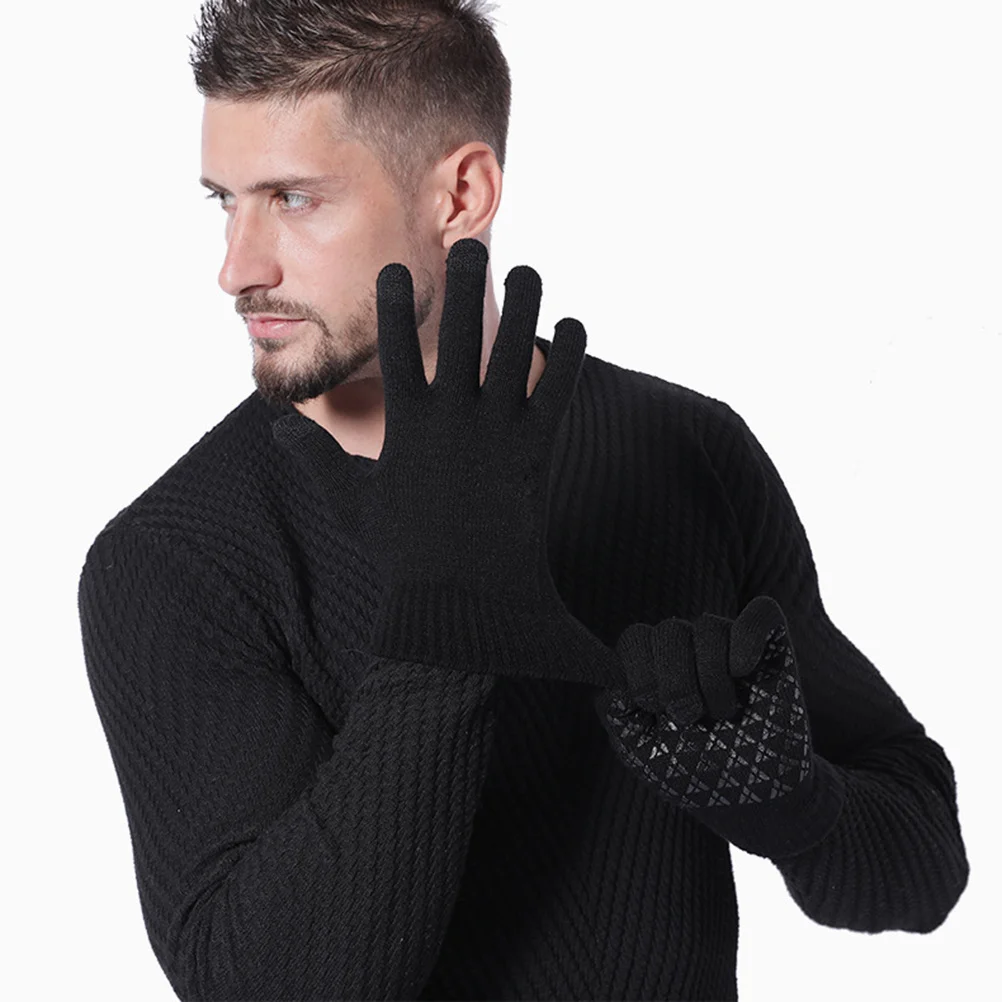 Warm Screen Touch Gloves Men Thicken Knitted Anti-Slip Winter Outdoor G1971 Black Gloves for Screen Touch Glove for Gentlemen