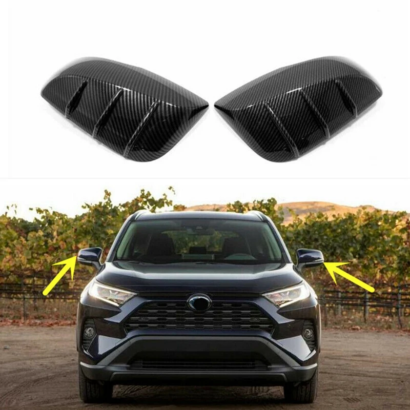 For 2019 2020 Toyota RAV4 ABS Carbon Fiber Appearance Rearview Mirror Housing Cover -Side Mirror Cover Trim